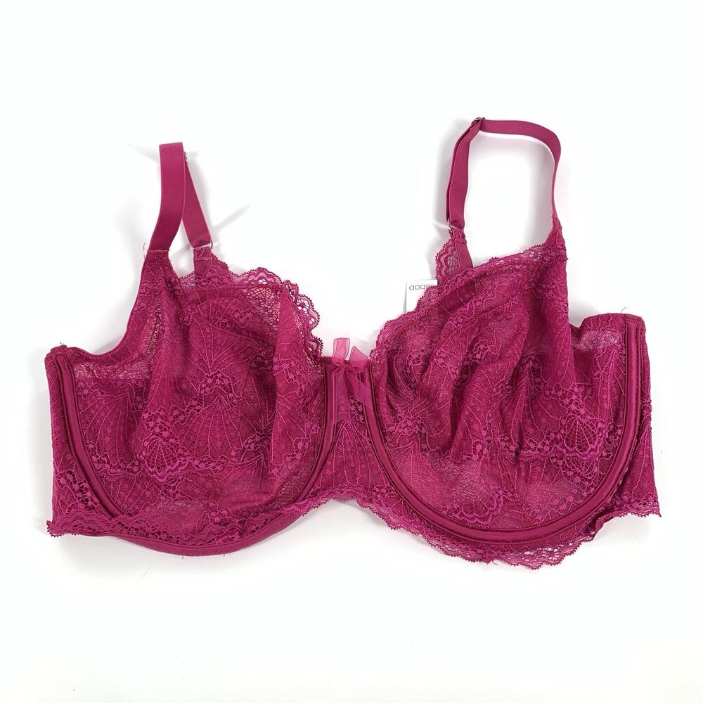NWT Adore Me Full Coverage Lace Festival Bra Size 38DDD Womens Dark Pink Plus